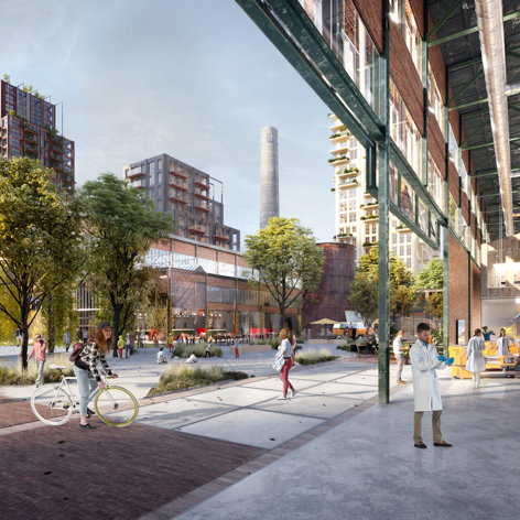 Op deze slide wordt getoond Fabrieksplein.